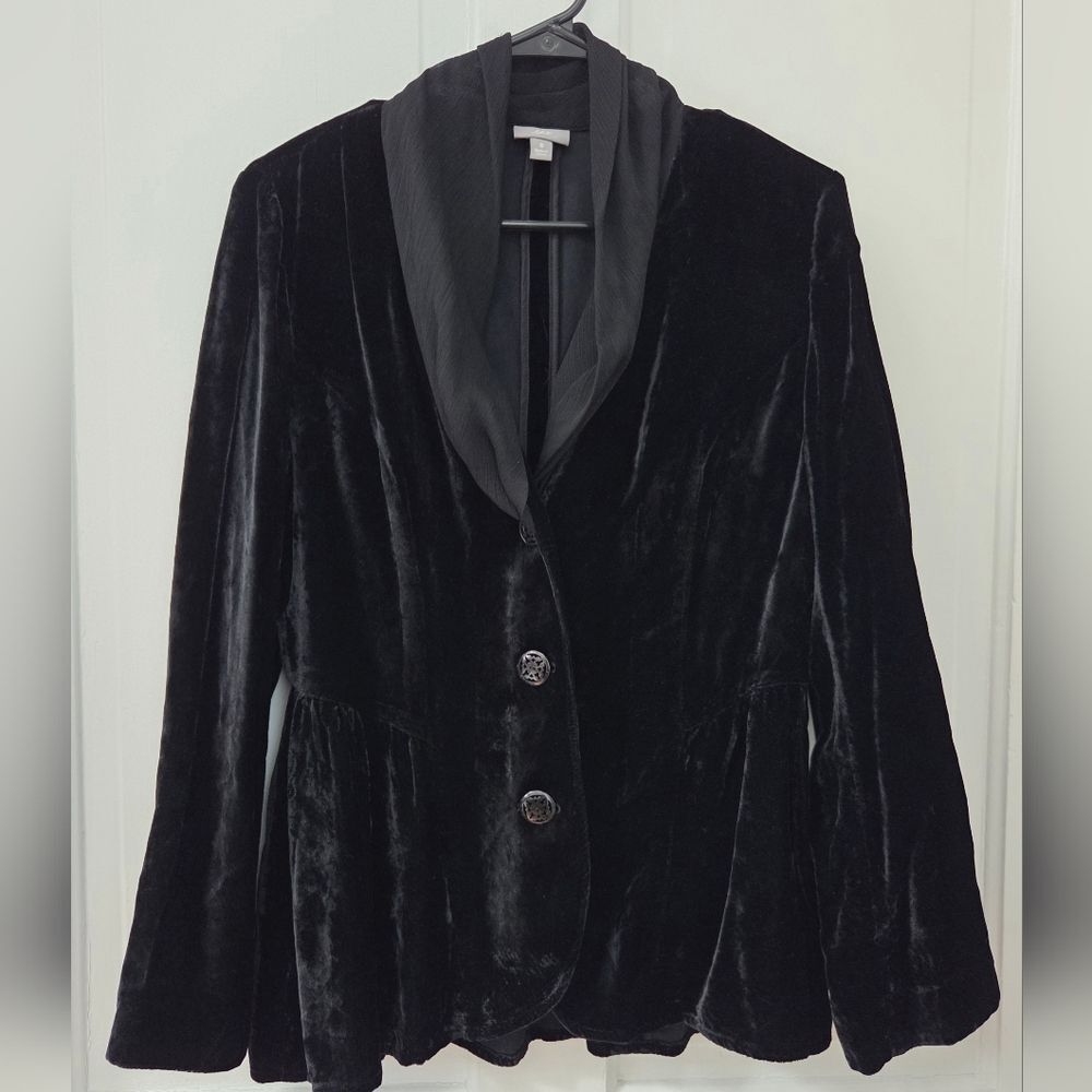J.Jill Black Rayon Velvet Blazer S
